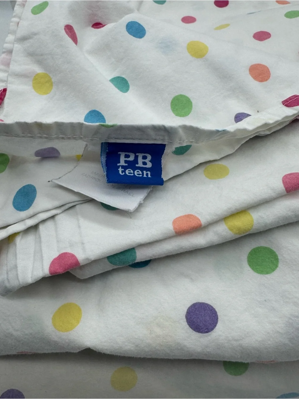 Vintage Pottery Barn Teen Multi-Colored Polka Dot Sheet Set